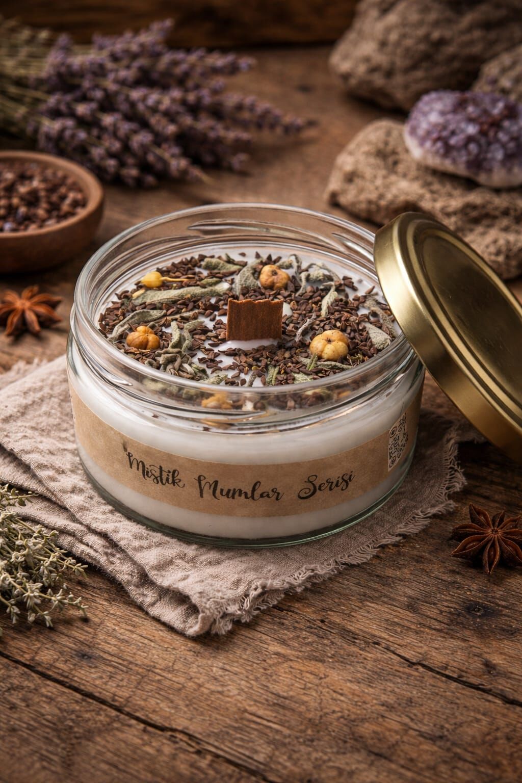 Aromaterapi Arınma Mumu Adaçayı Üzerlik Tohumu 300 gr