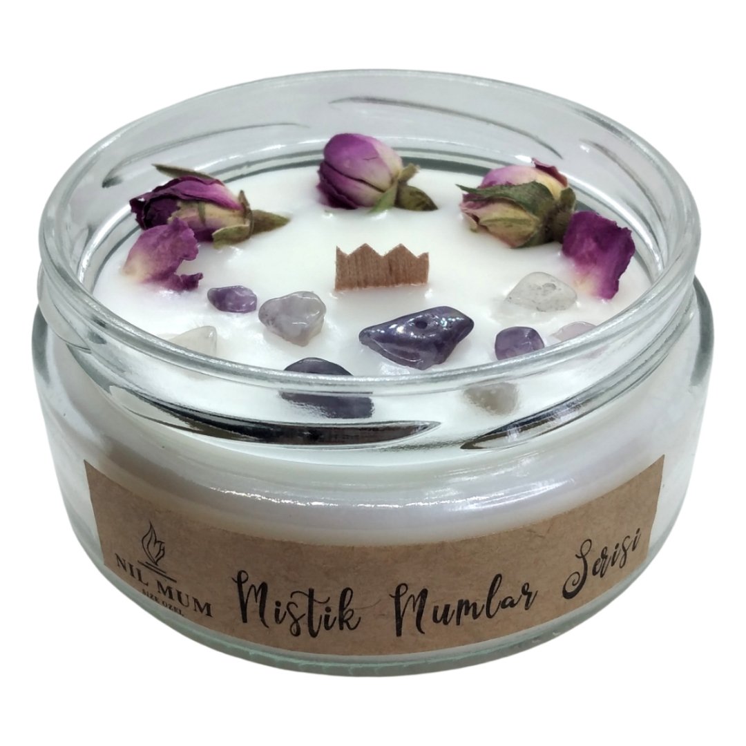 Ametist Doğal Taşlı Soya Mum  300 gr