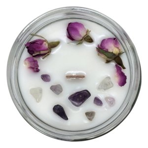 Ametist Doğal Taşlı Soya Mum  300 gr