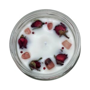 Gül Kuvars Doğal Taşlı Soya Mum 300 gr