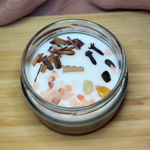 Aromaterapi Huzur Mumu Vanilya Kokulu Doğal Taşlı Soya Mum 300 gr