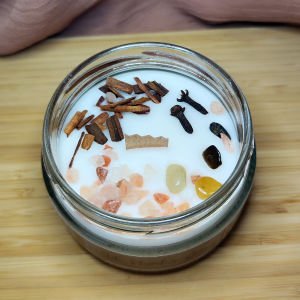 Aromaterapi Huzur Mumu Vanilya Kokulu Doğal Taşlı Soya Mum 300 gr