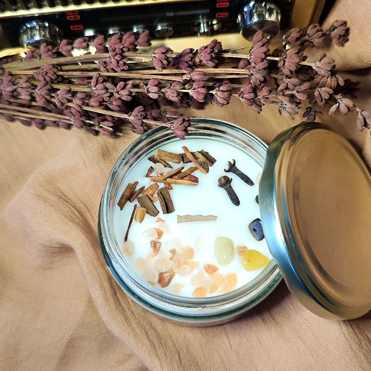 Aromaterapi Huzur Mumu Vanilya Kokulu Doğal Taşlı Soya Mum 300 gr