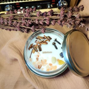 Aromaterapi Huzur Mumu Vanilya Kokulu Doğal Taşlı Soya Mum 300 gr