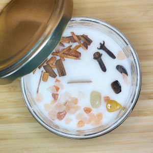 Aromaterapi Huzur Mumu Vanilya Kokulu Doğal Taşlı Soya Mum 300 gr