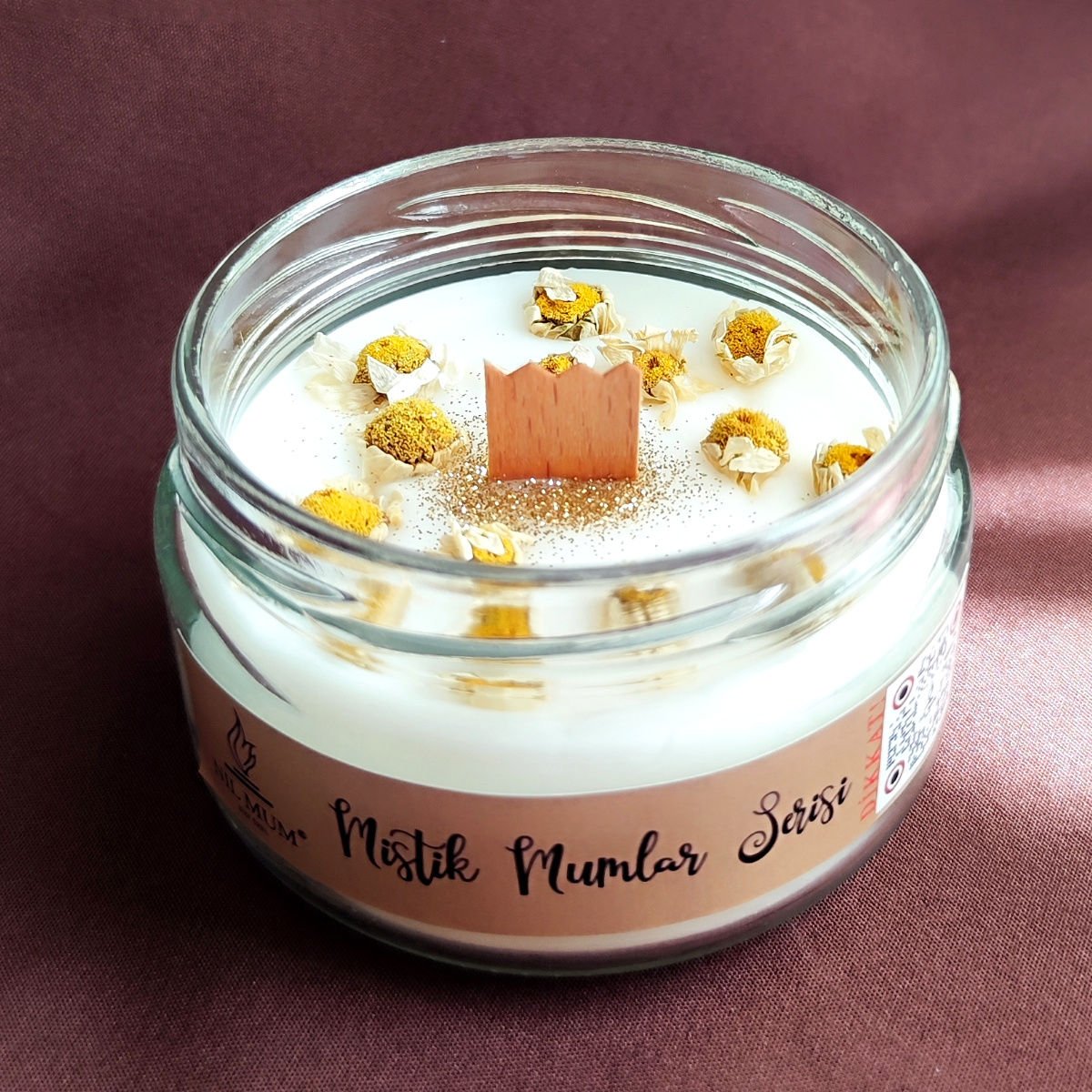 Papatya Dekorlu Kokulu Soya Mum