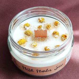 Papatya Dekorlu Kokulu Soya Mum