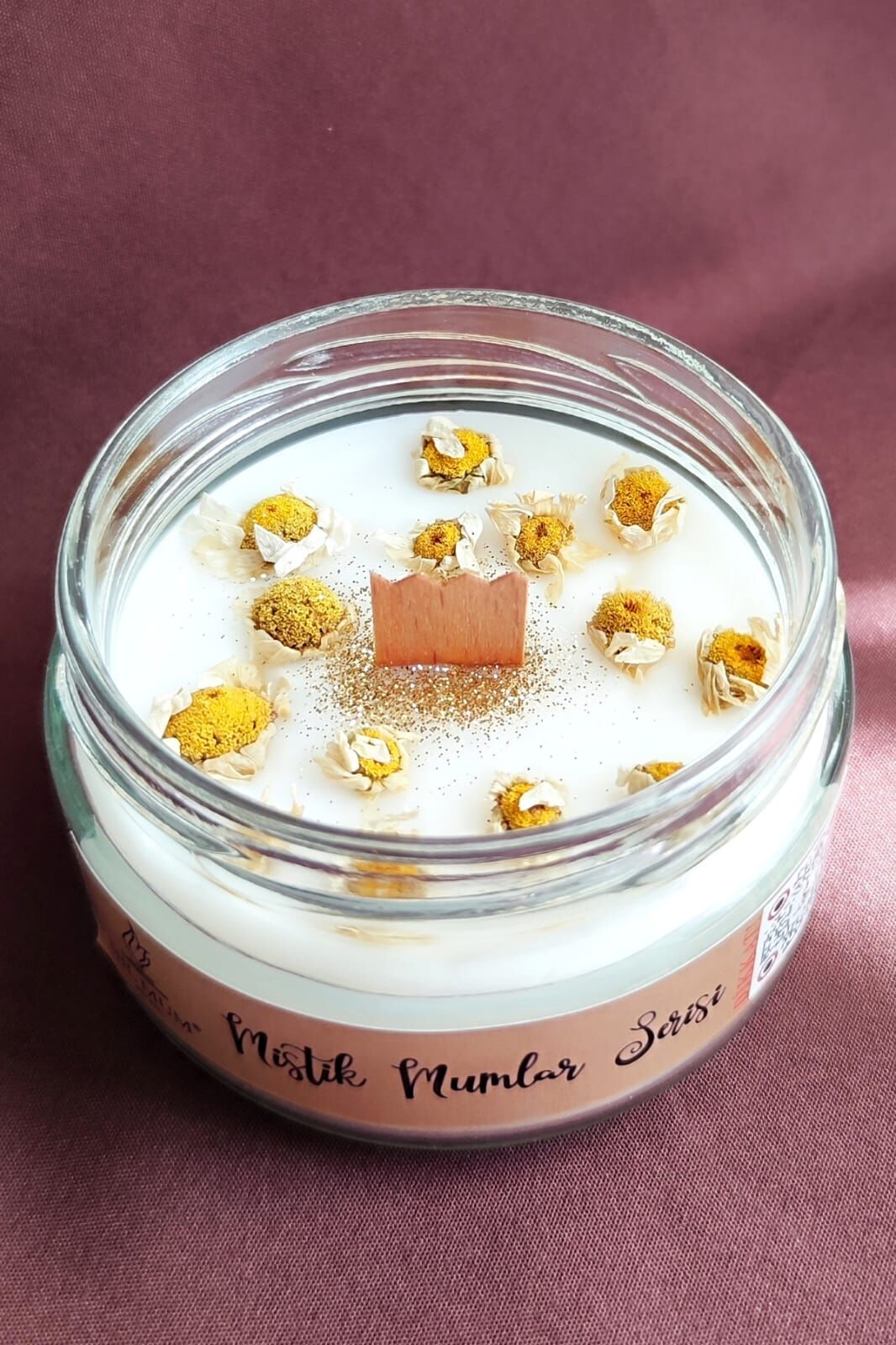 Papatya Dekorlu Kokulu Soya Mum