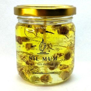 Papatya Dekorlu Jel Mum