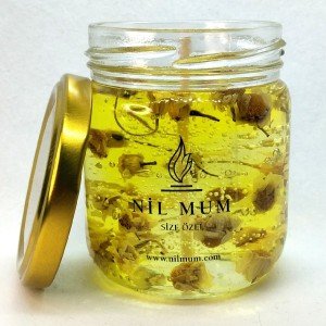 Papatya Dekorlu Jel Mum