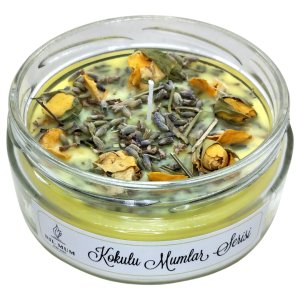 Sarı Sonbahar Lavanta & Vanilya Kokulu Mum 300 gr.