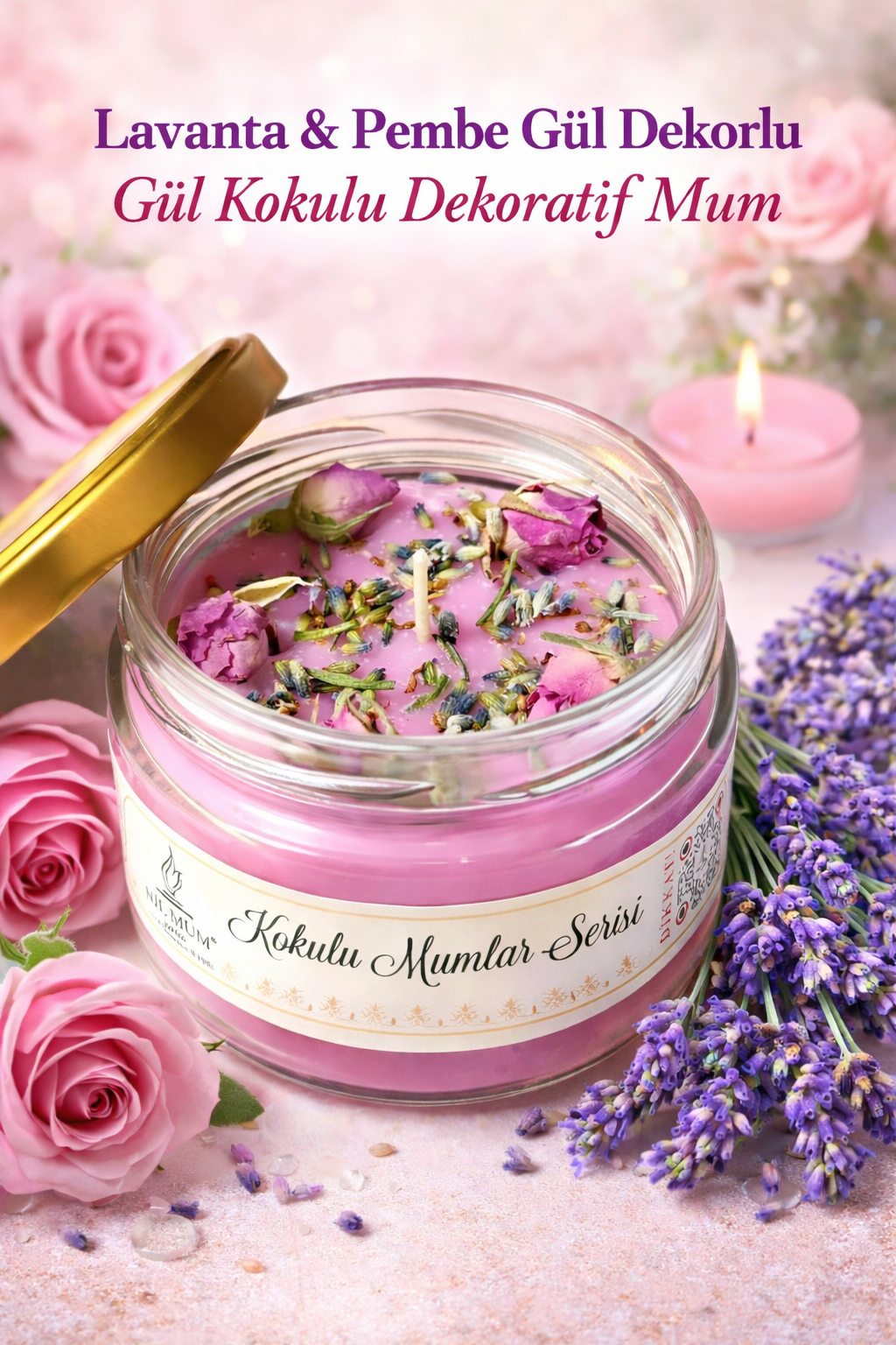 Pembe Düşler Gül Kokulu Mum 300 gr.