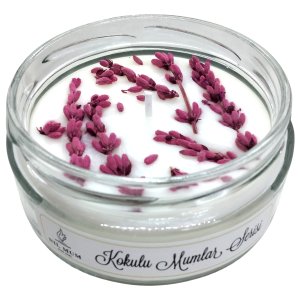 Pembe Lavanta Dekorlu Kokulu Mum 230 cc