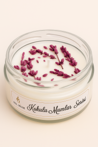 Pembe Lavanta Dekorlu Kokulu Mum 230 cc