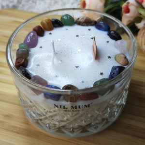 Nil Mum Miks Çakra Taşlı Meditasyon Soya Mumu 400 gr.