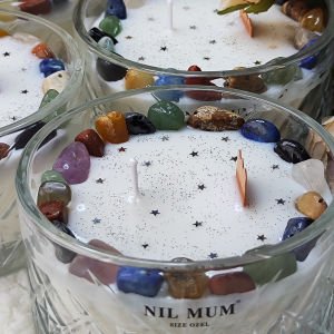Nil Mum Miks Çakra Taşlı Meditasyon Soya Mumu 400 gr.