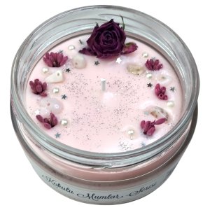Nil Mum Opal Çakra Taşlı Dekoratif Soya Mumu 300 gr.