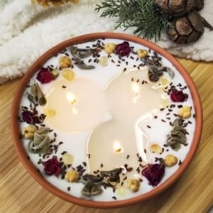 Nil Mum Sitrin  ( Para Taşı ) Taşlı Otantik Ritüel Soya Mumu 330gr