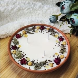 Nil Mum Sitrin  ( Para Taşı ) Taşlı Otantik Ritüel Soya Mumu 330gr
