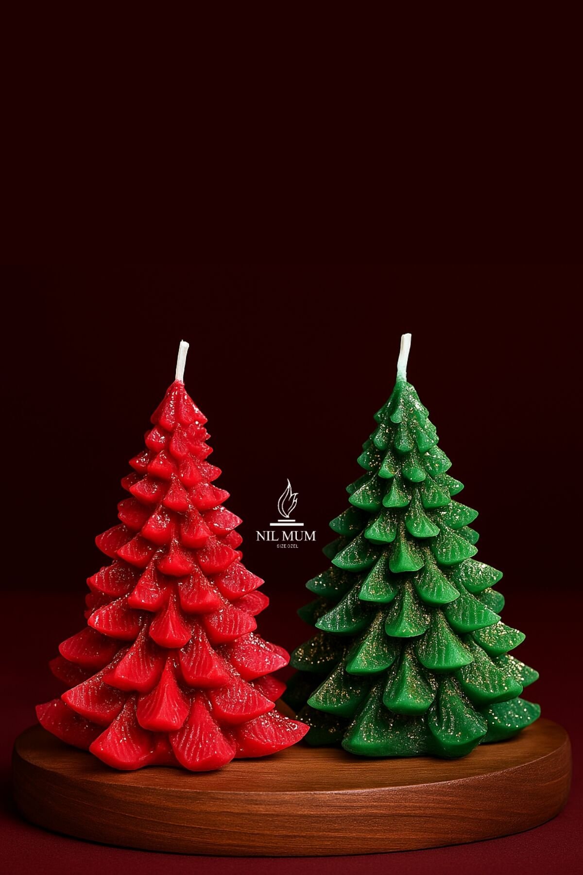 Nil Mum 2'li Yeni Yıl ( Noel ) Konseptli Çam Ağacı Mum
