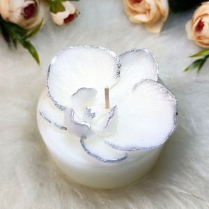 Nil Mum Orkide Tasarımlı Dekoratif ve Yakılabilir Gümüş Mum