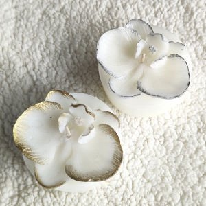 Nil Mum Orkide Tasarımlı Dekoratif ve Yakılabilir Gold Mum