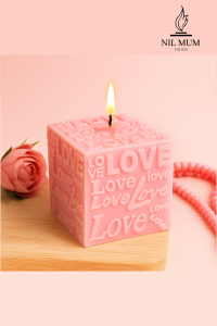 Nil Mum Love Kabartmalı Kübik Mum