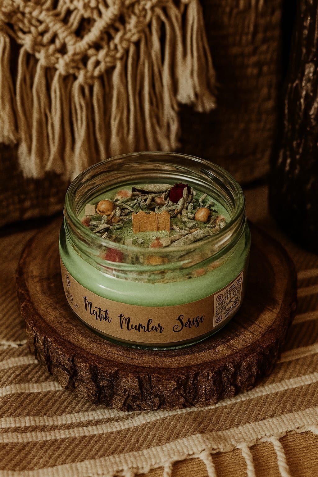 Dolunay Ritüeli Vanilya Kokulu Çağla yeşili Soya Mum 300 gr