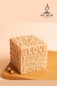 Nil Mum Love Kabartmalı Çiçek Kokulu Kübik Mum