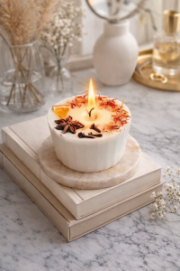 Vanilya Kokulu Şık 2 li Mum Seti