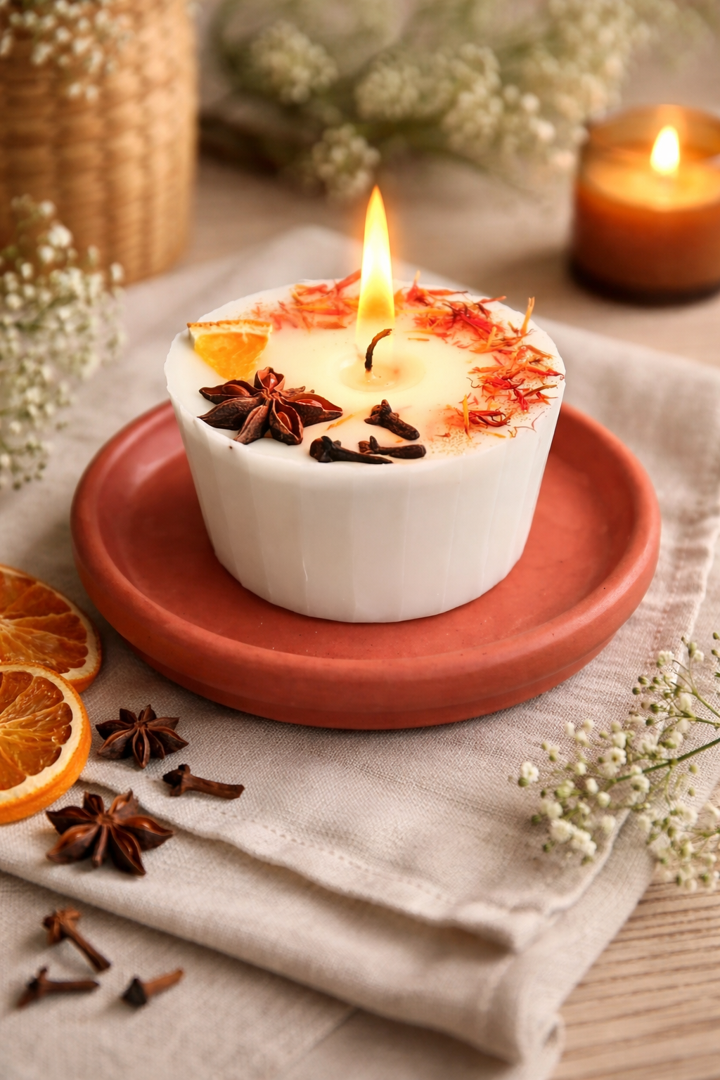 Vanilya Kokulu Şık 2 li Mum Seti