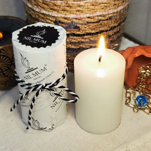 Nil Mum 2 li Sandal Ağacı Silindir Mum Seti