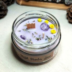 Çift Fitilli Ametist Doğal Taşlı | Bereket mumu |