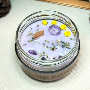 Çift Fitilli Ametist Doğal Taşlı | Bereket mumu |