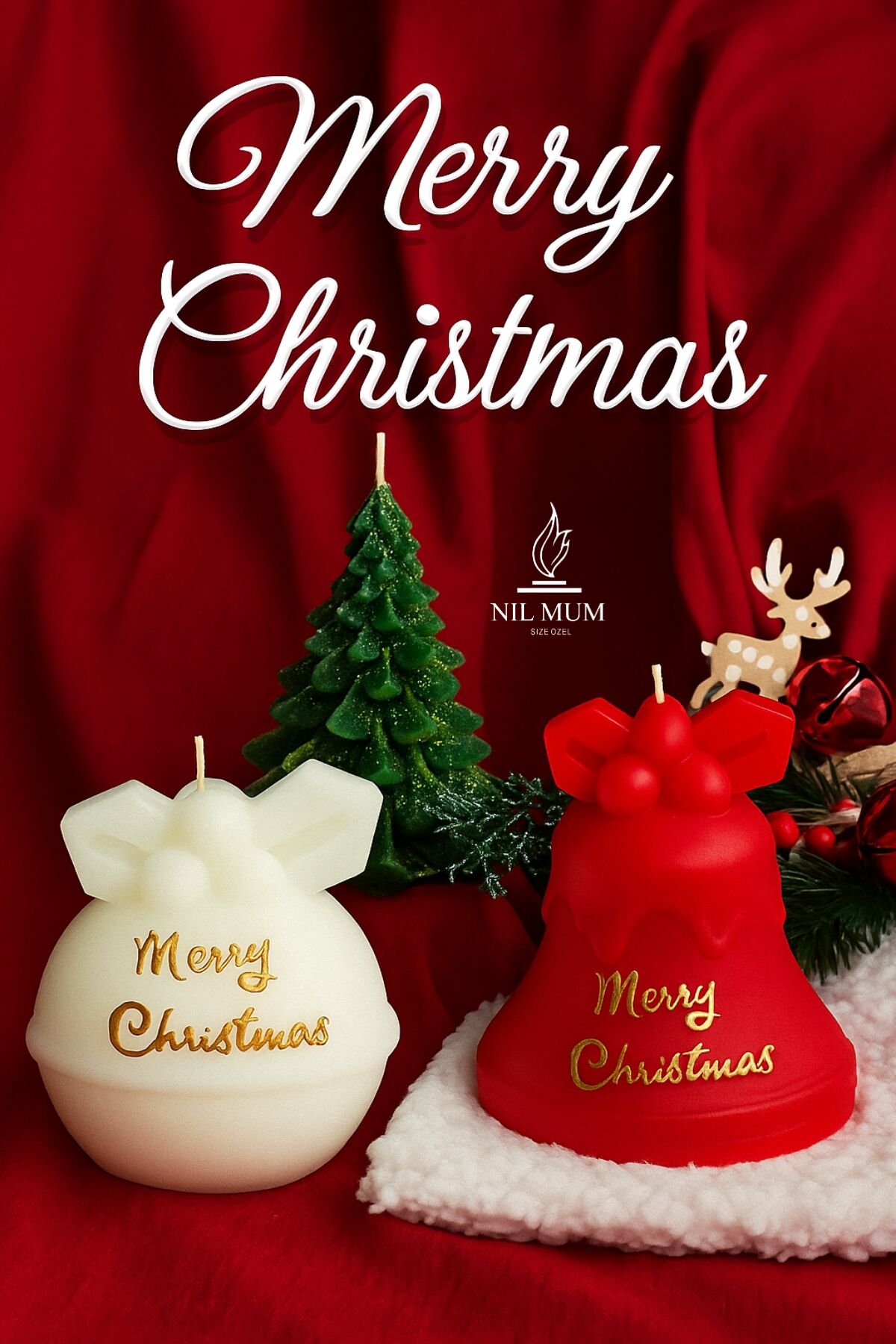 Yeni Yıl Noel Mum Yılbaşı Mum | 3'lü Süper Christmas Set |