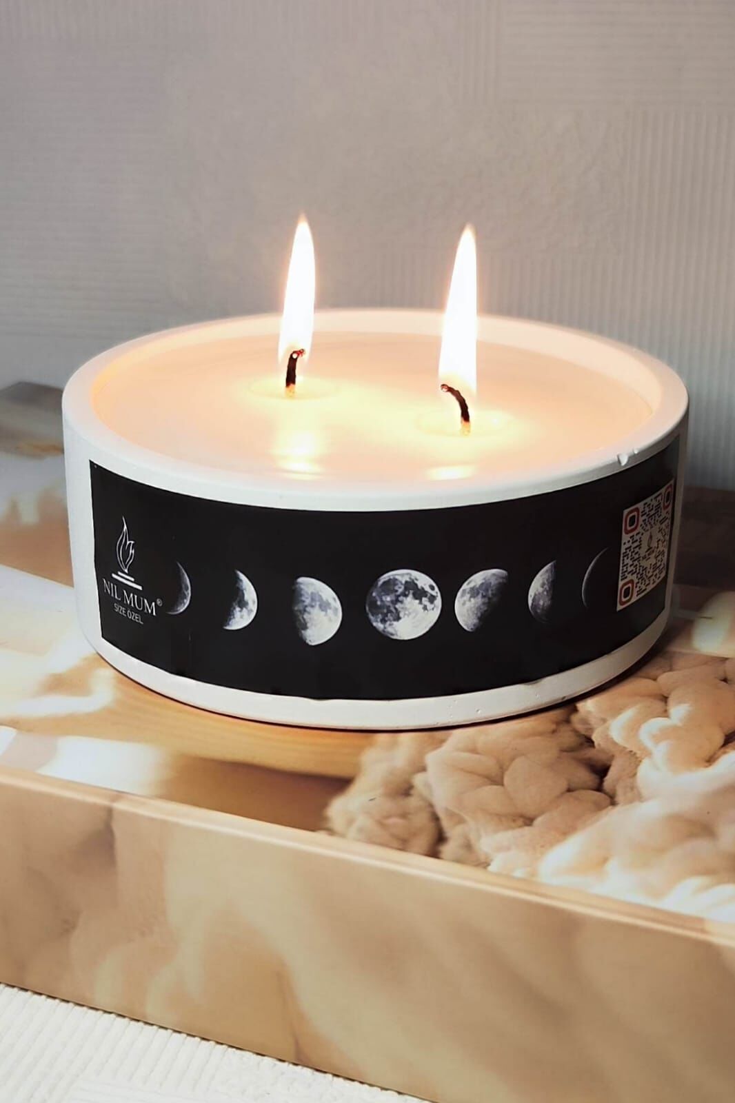 Ay Dönümü Çift Fitilli Büyük Mum | Süper Kase |